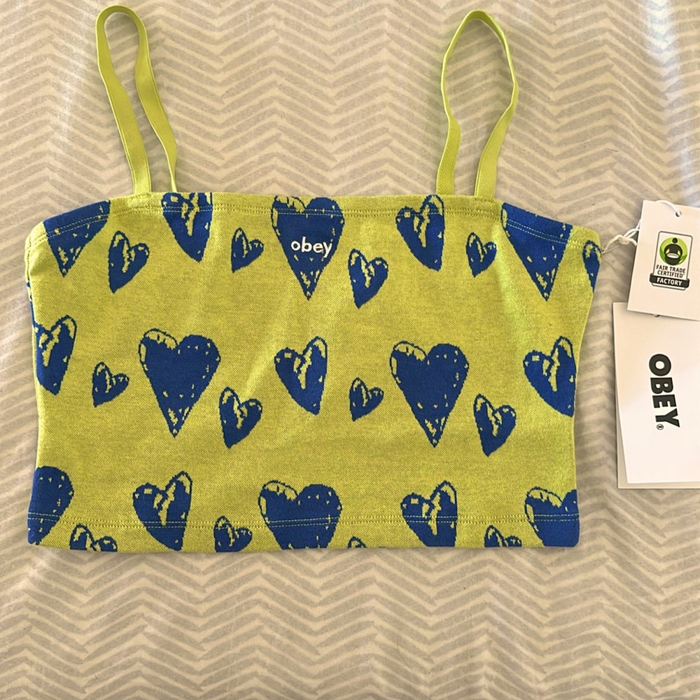Obey Women's Carly Cropped Tank Top inCelery Juice color - Size Medium